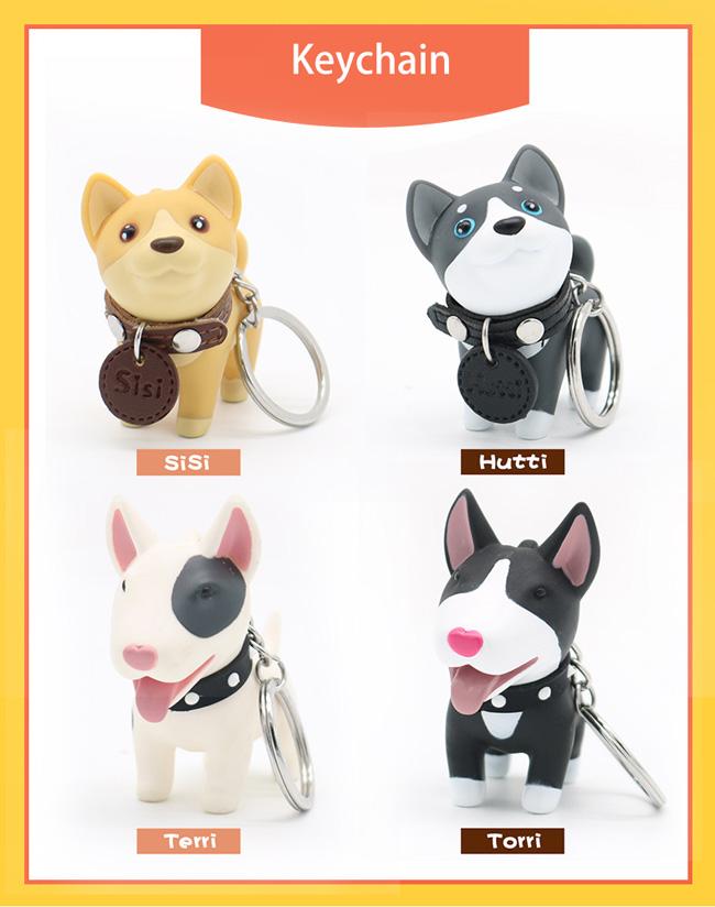 Dog Shape Promotional Plastic Keychain Non Phthalate PVC PU material 1